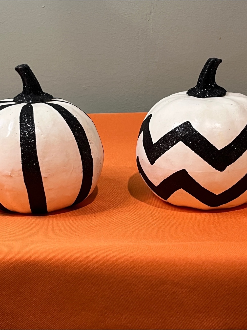 White and Black Decorative Pumpkins - Holiday Tabletop Décor - Picture 2 of 16